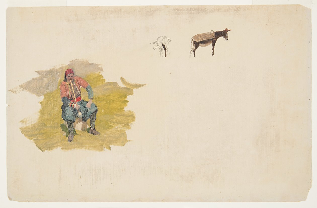 Near East, man; donkey, 1868-69 by Frederic Edwin Church
