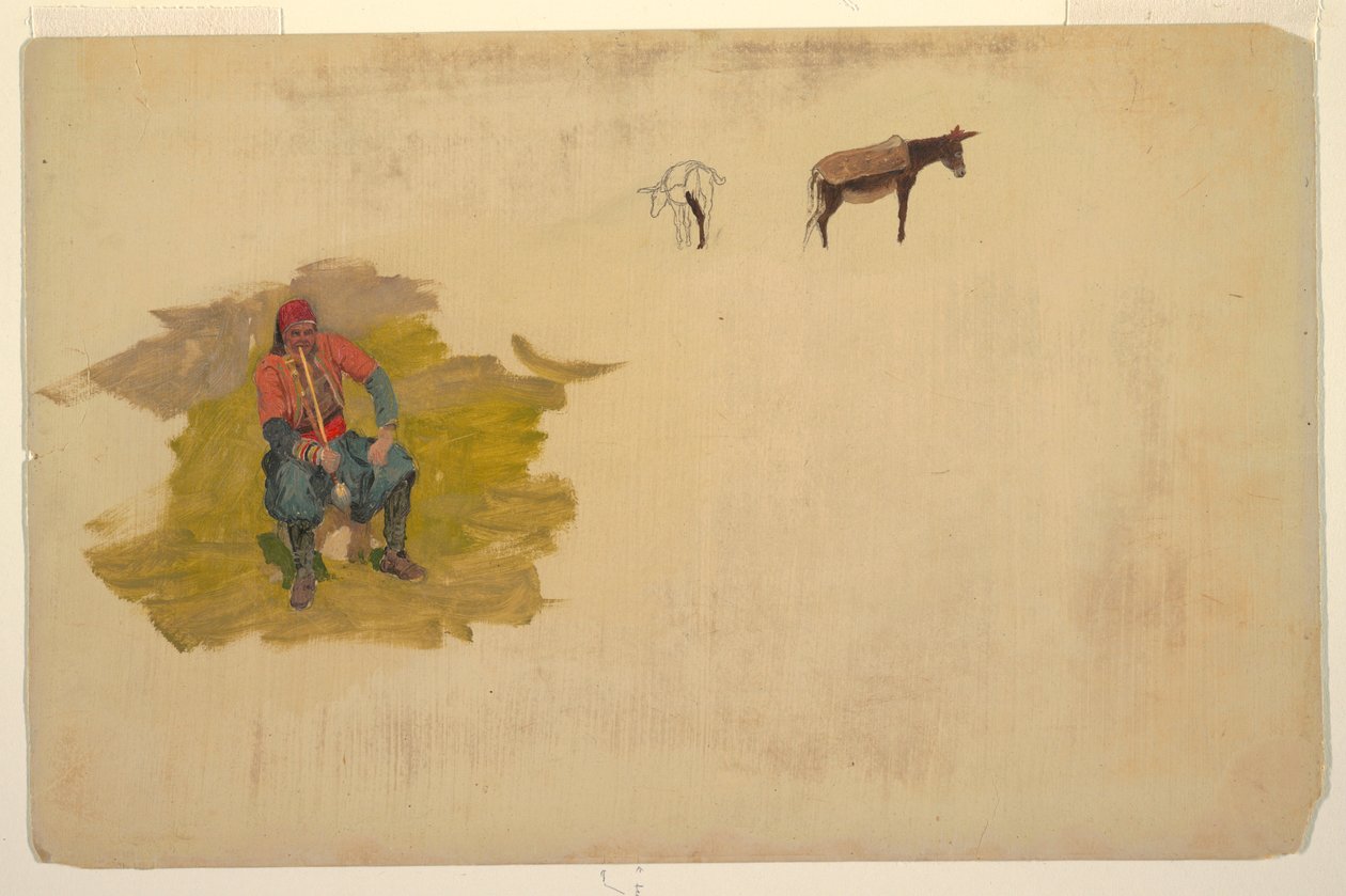 Near East, man; donkey, 1868-69 by Frederic Edwin Church