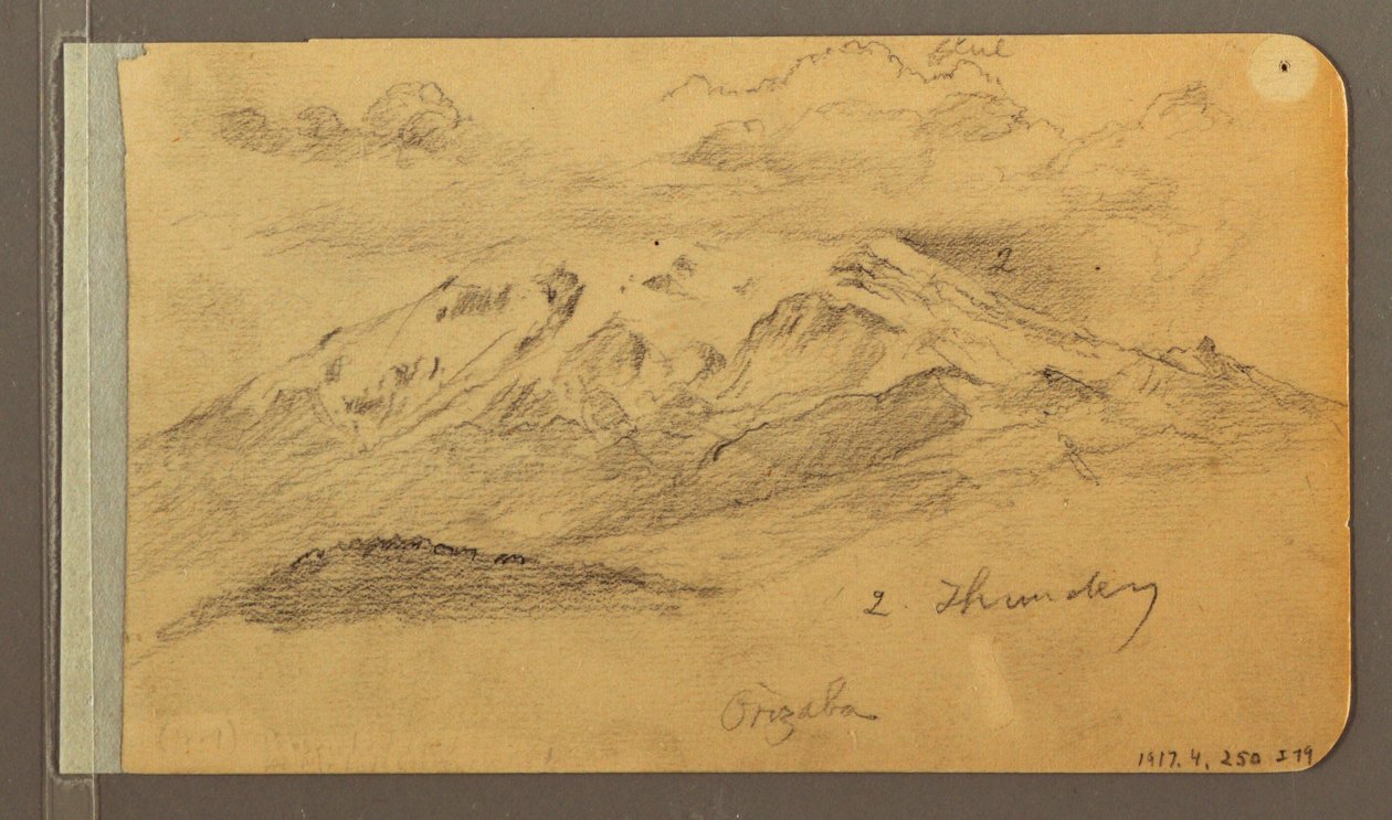 Orizaba; Verso: Cloudy sky, rooftop, 1889 by Frederic Edwin Church