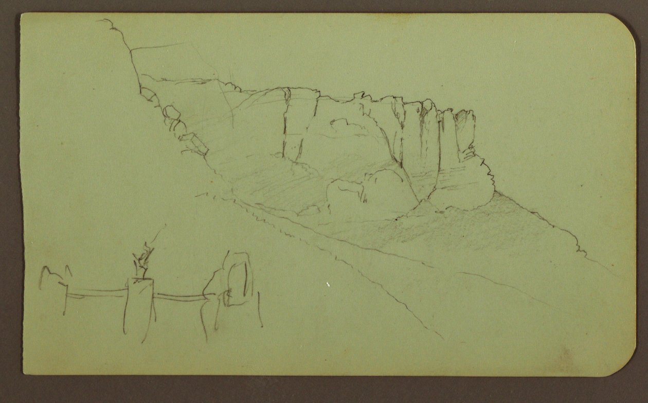 Rock Wall, Pilaster; Verso: Mountain Landscape, Figures, 1883 by Frederic Edwin Church