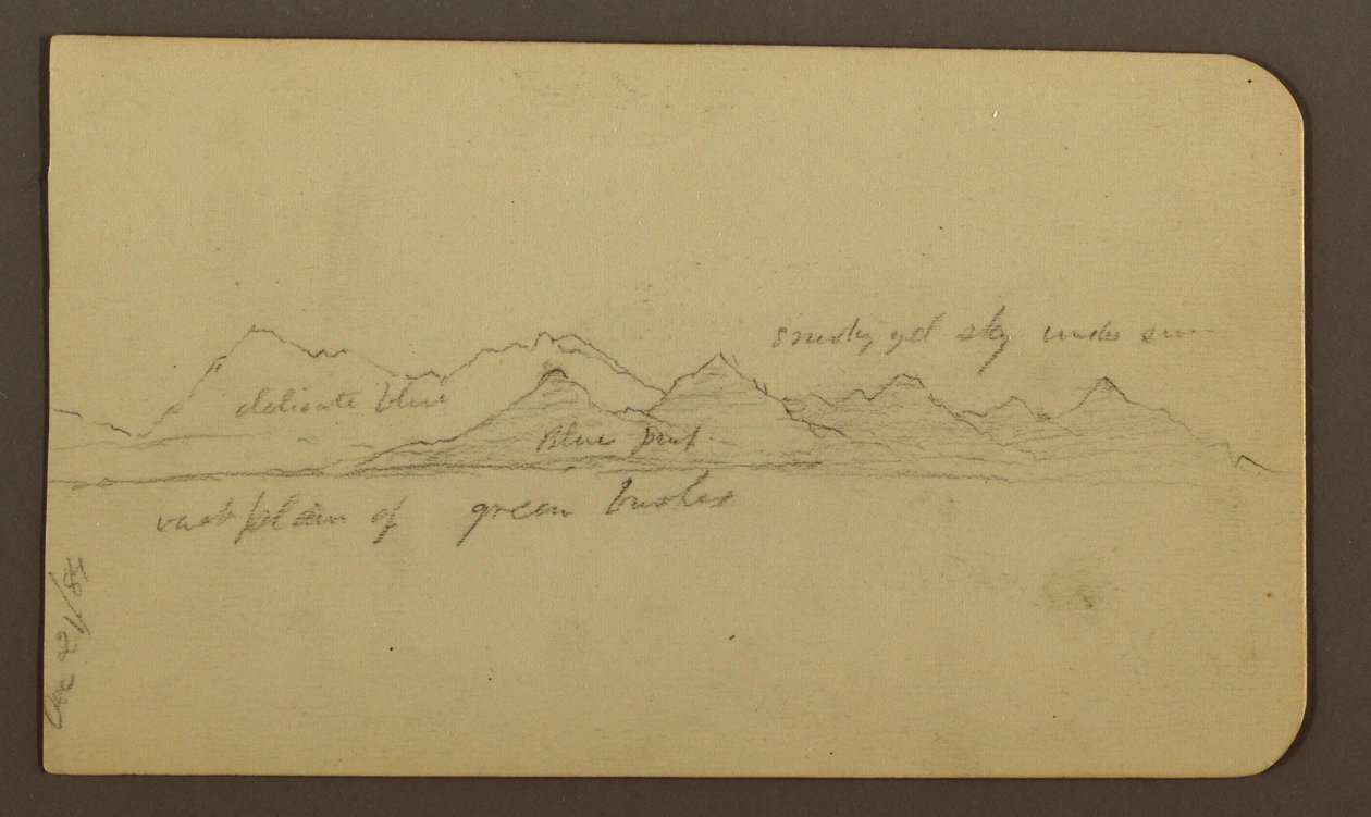 Rugged Mountain Across a Plain; Verso: Figures, Landscape, December 12, 1884 by Frederic Edwin Church