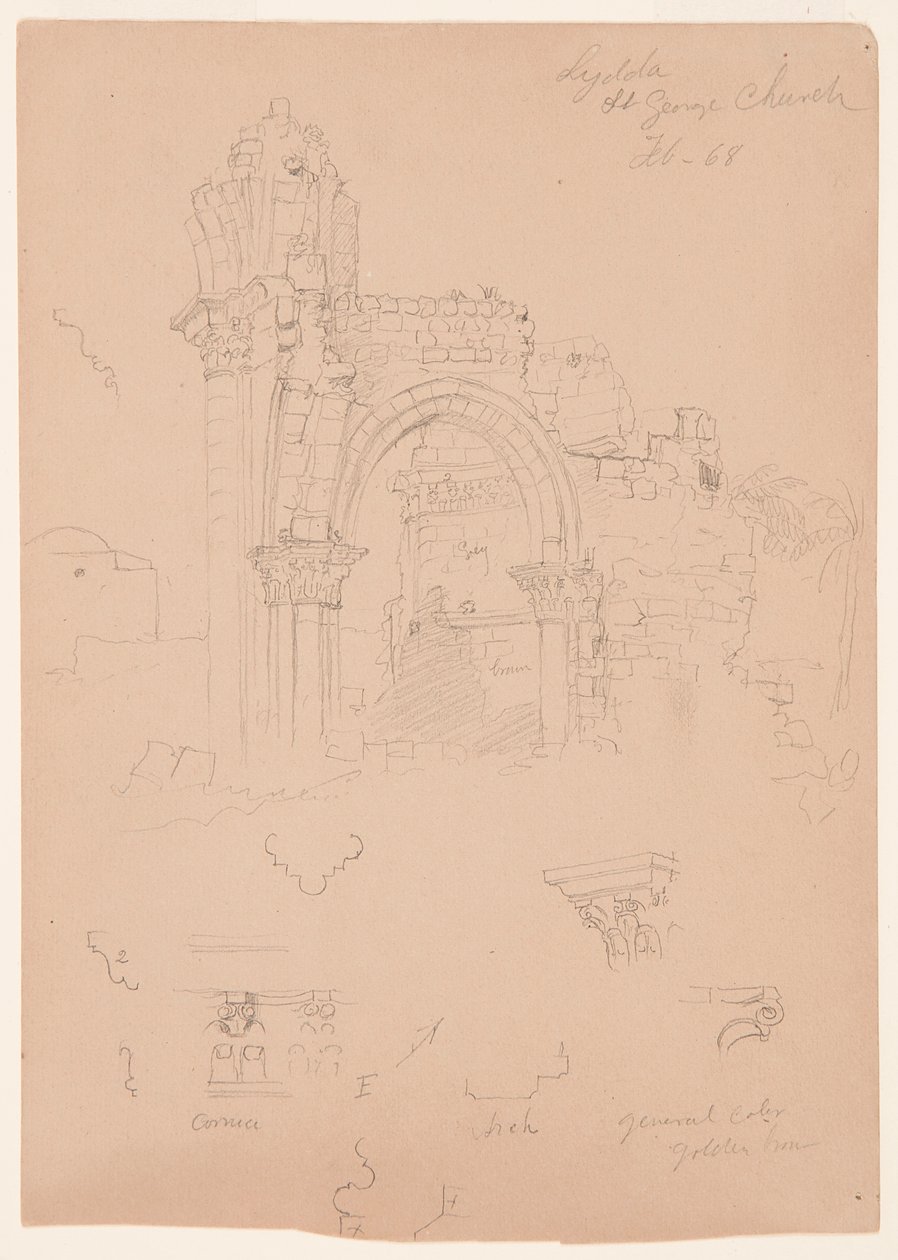 Ruins of St. George Church, Lydda [present day Lod], February 7, 1868 by Frederic Edwin Church