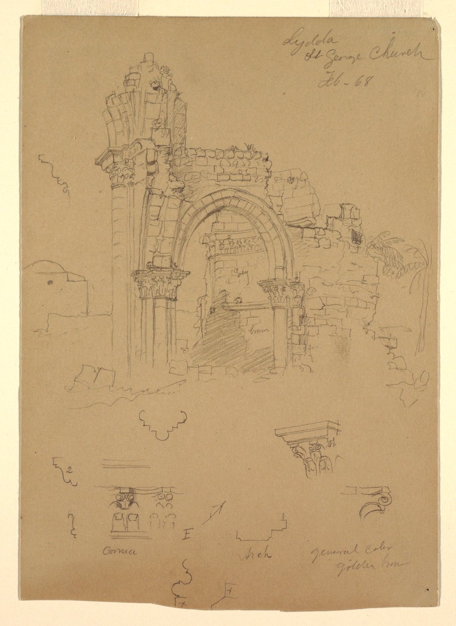 Ruins of St. George Church, Lydda [present day Lod], February 7, 1868 by Frederic Edwin Church