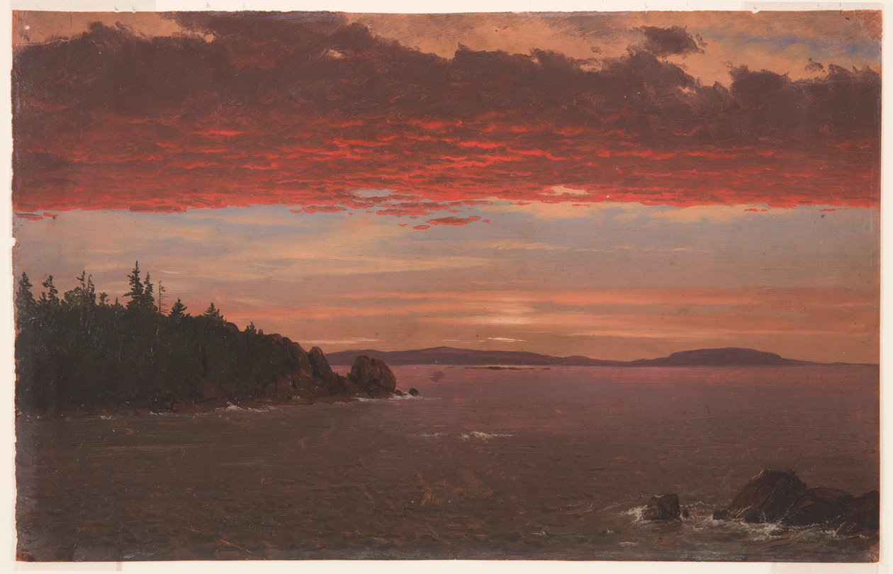 Schoodic Peninsula from Mount Desert at Sunrise, 1850-55 by Frederic Edwin Church
