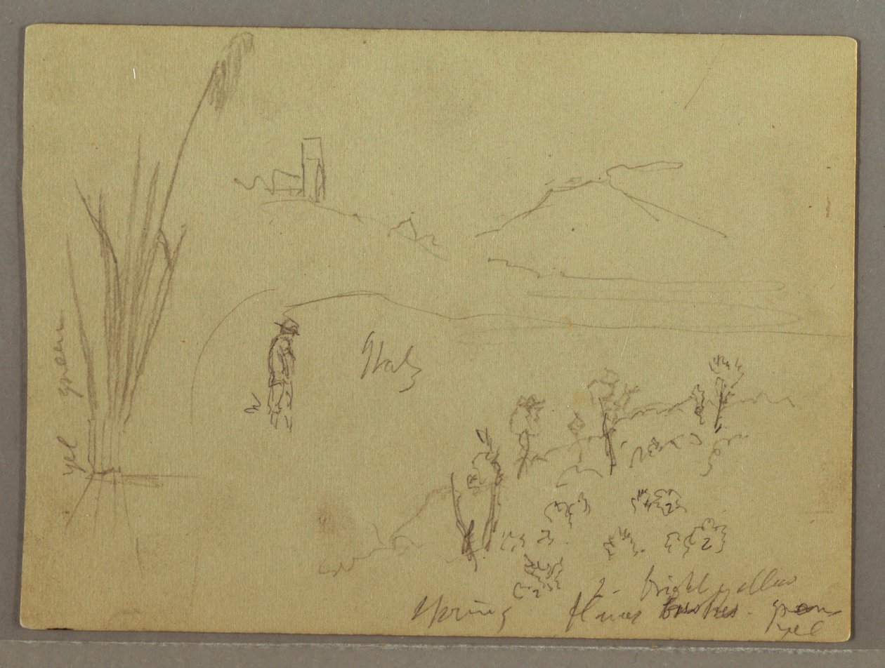 Sketches from Italy: Building with a Tower, Mountain, and Man, April 29, 1869 by Frederic Edwin Church