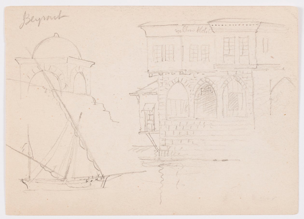 Sketches of a Domed Structure, Ship, and Stately House, January 1868 by Frederic Edwin Church