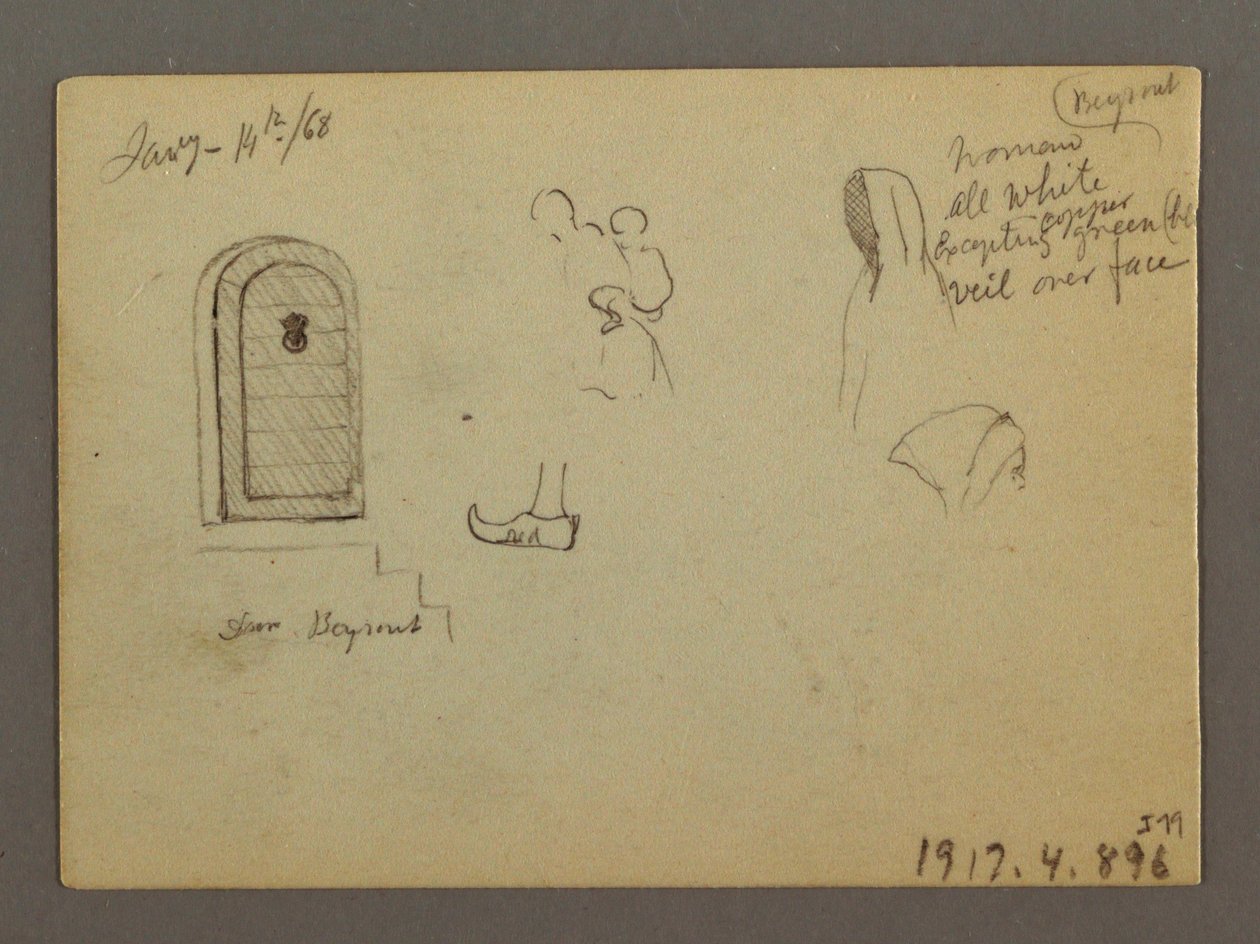 Sketches of a Domed Structure, Ship, and Stately House, January 1868 by Frederic Edwin Church