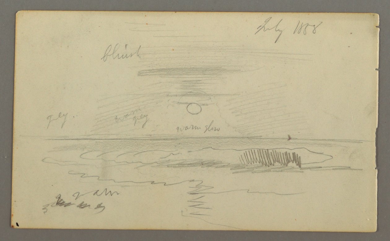Sky with low sun over water, July 1858 by Frederic Edwin Church
