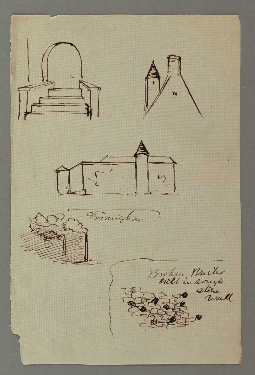 Stairs, Rooftop with Tower, Stone Wall, possibly 1869 by Frederic Edwin Church