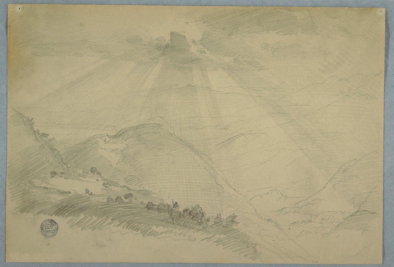 Sun Bursting through Clouds over a Mountain Valley, Jamaica, July 1865 by Frederic Edwin Church