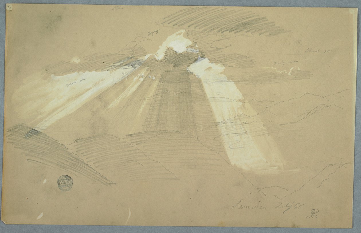 Sun Shining through Clouds, Jamaica, July 1865 by Frederic Edwin Church