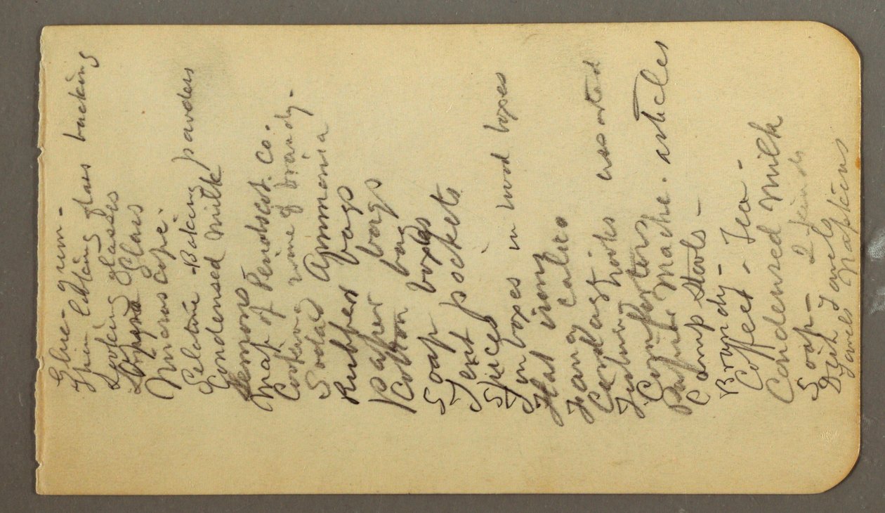 Supply list, possibly 1878 by Frederic Edwin Church