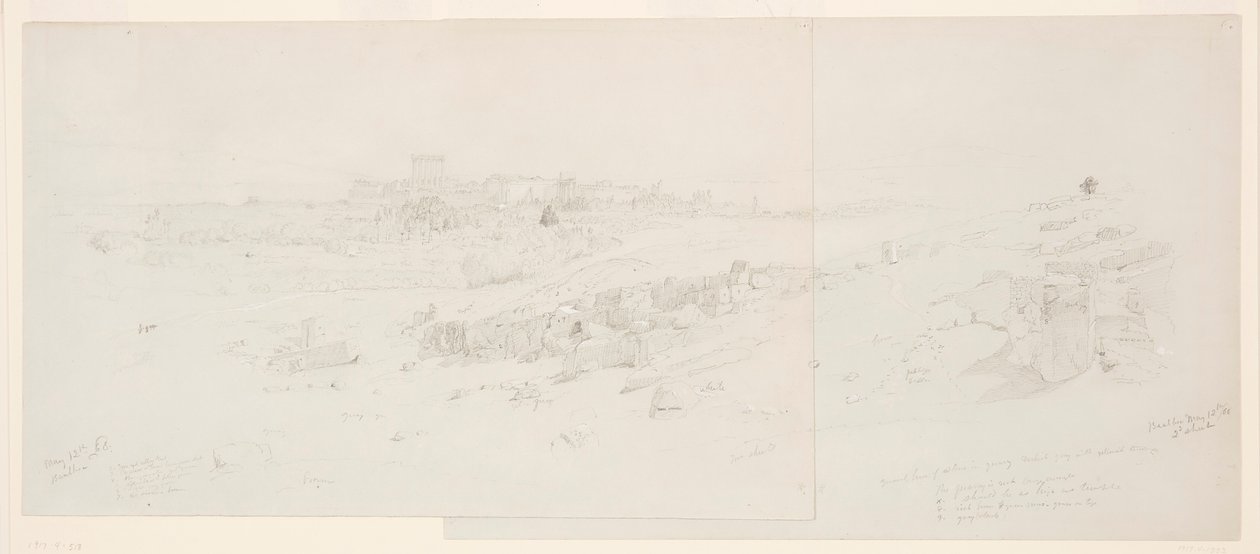 Temples at Morning, Baalbek, May 12, 1868 by Frederic Edwin Church