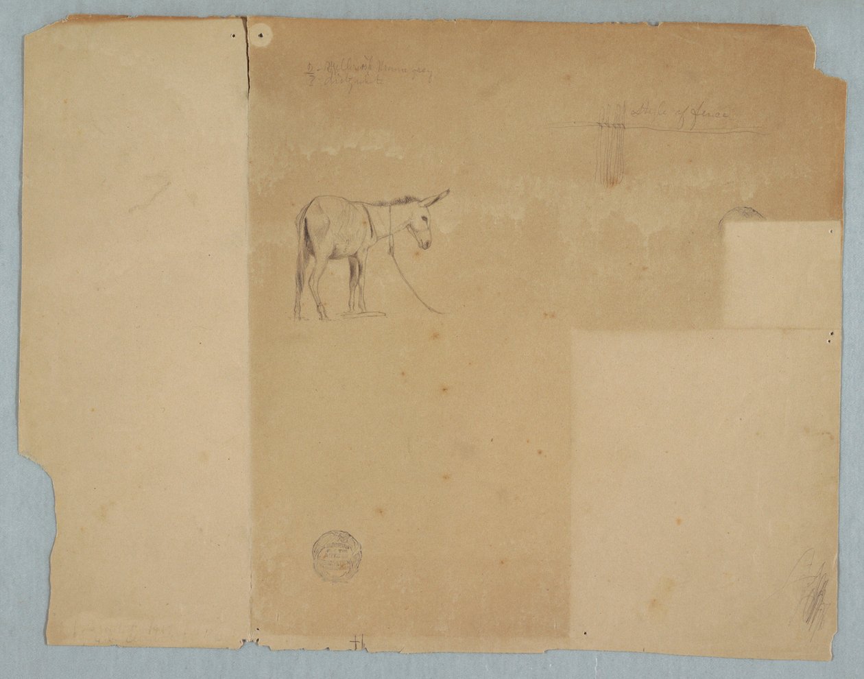 Tethered Donkey and a Style of Fence, South America, 1853 by Frederic Edwin Church