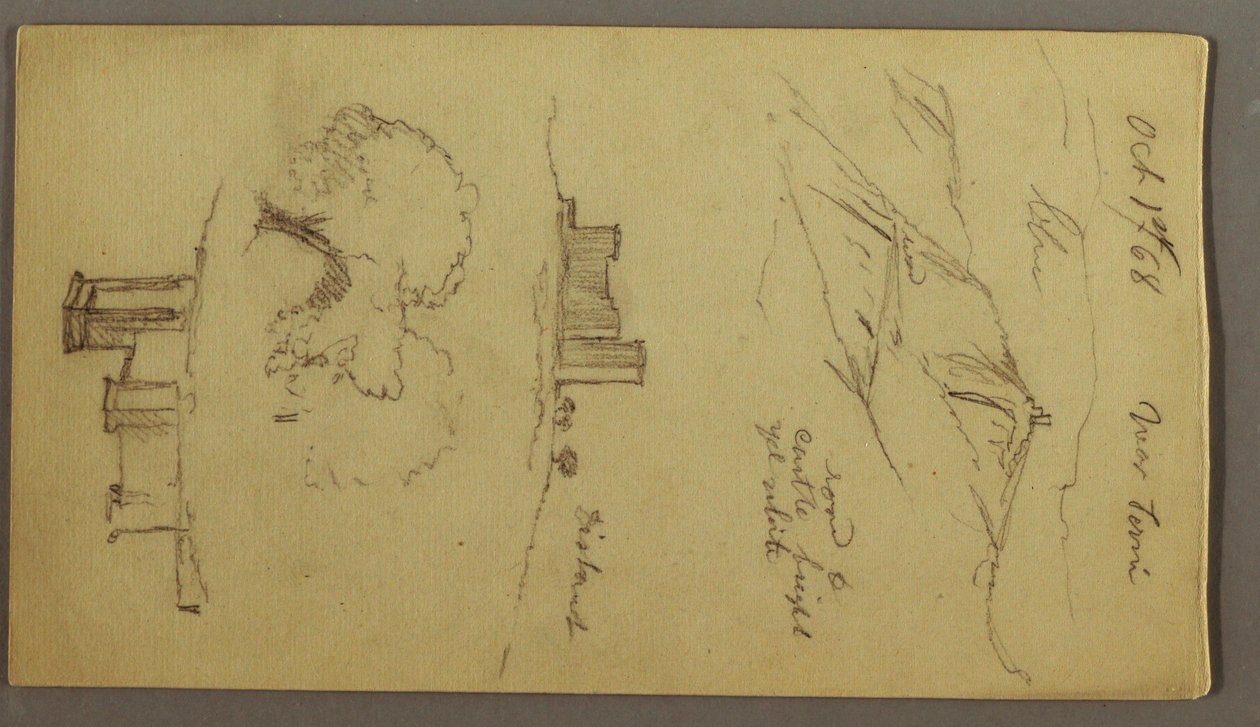 Three Studies of Castle on Hilltop, October 1, 1868 by Frederic Edwin Church