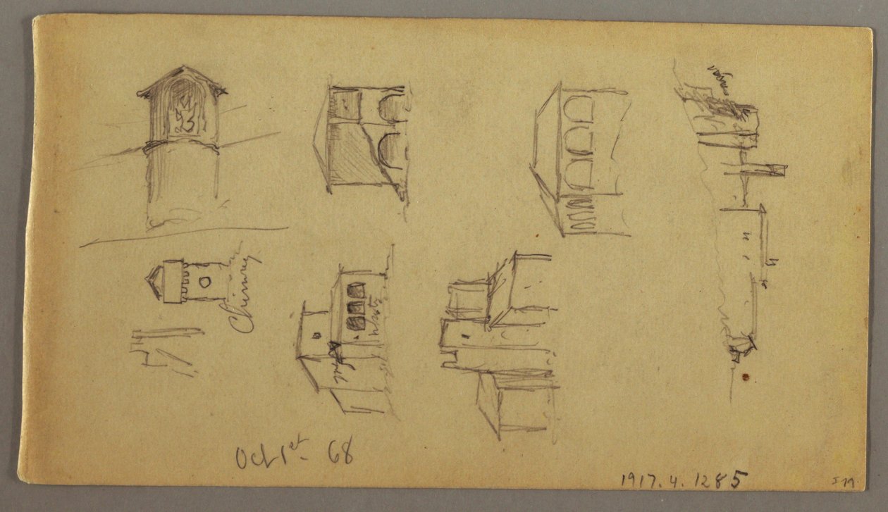 Three Studies of Castle on Hilltop, October 1, 1868 by Frederic Edwin Church