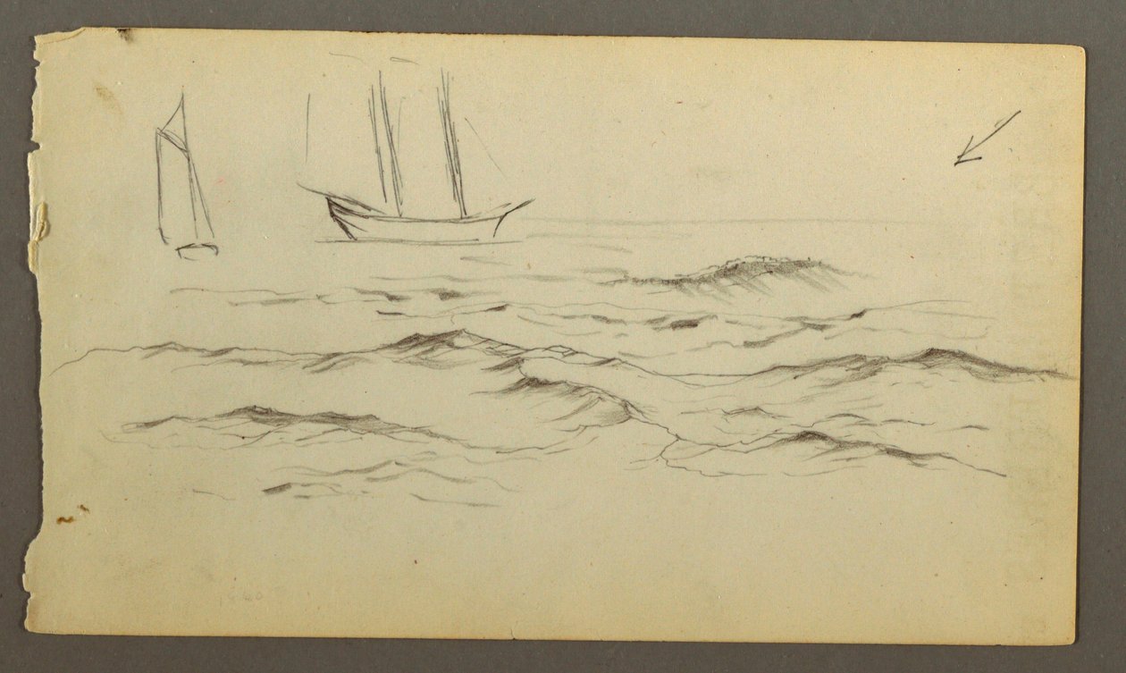 Two Sailboats, Waves, possibly 1860 by Frederic Edwin Church