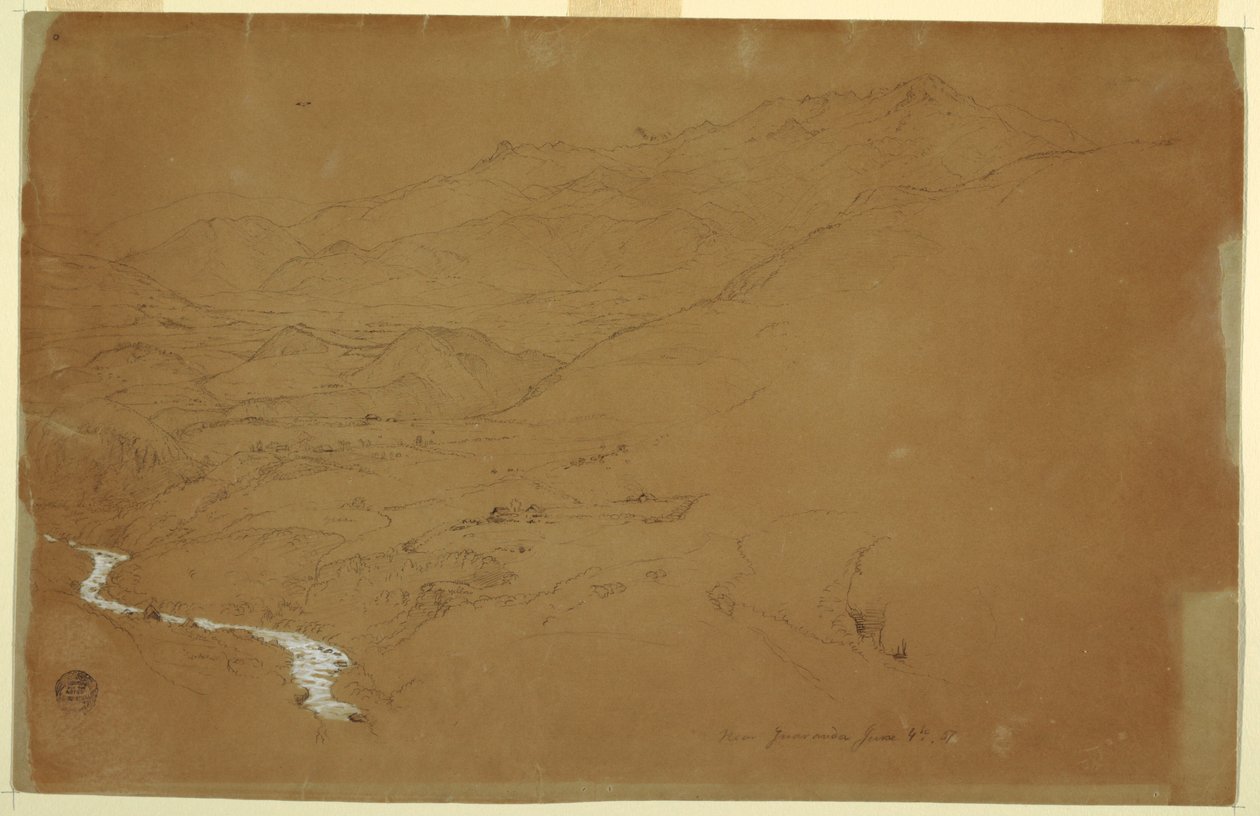 Valley With a Stream and Houses, near Guaranda, Ecuador, June 4, 1857 by Frederic Edwin Church