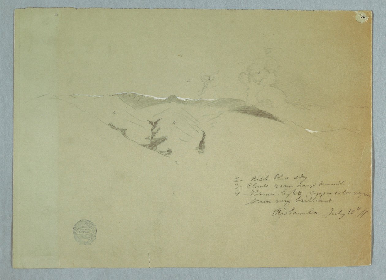 Valleys and Snow Covered Ridges, Riobamba, Ecuador, July 13, 1857 by Frederic Edwin Church