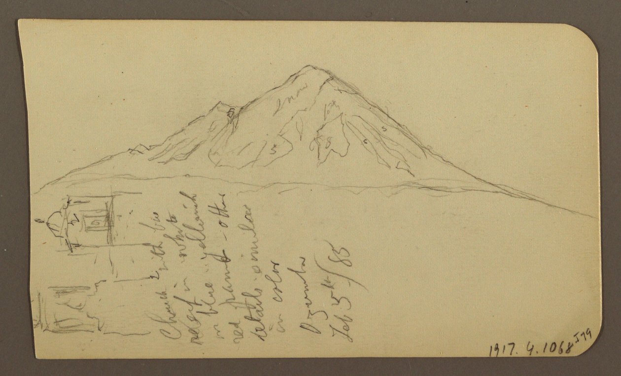 View Near Lake Shore, Cuitzeo; Verso: view near Lake Ahore, Cuitzeo, February 1885 by Frederic Edwin Church