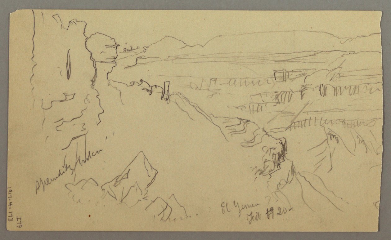 View across the Hills and Plain toward the Mountains, Valley of El Yemen, February 1868 by Frederic Edwin Church