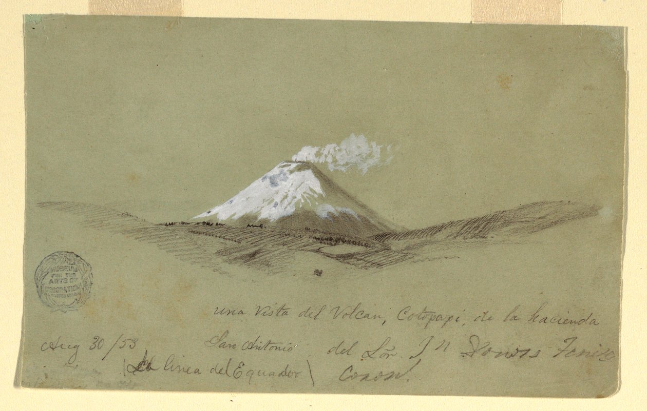 View of Cotapaxi from the Hacienda San Antonio, Ecuador, August 30, 1853 by Frederic Edwin Church