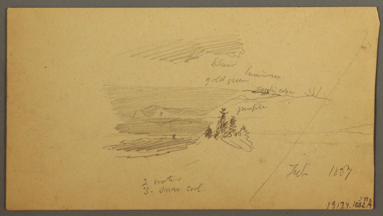 Wooded Hilltop, Hilly Valley, Sun, January 1866 by Frederic Edwin Church