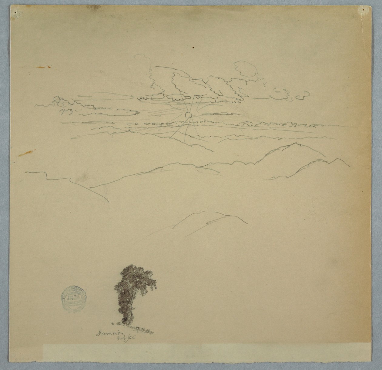 Mountainous Landscape with a Setting Sun and a Tree, Jamaica by Frederic Edwin Church