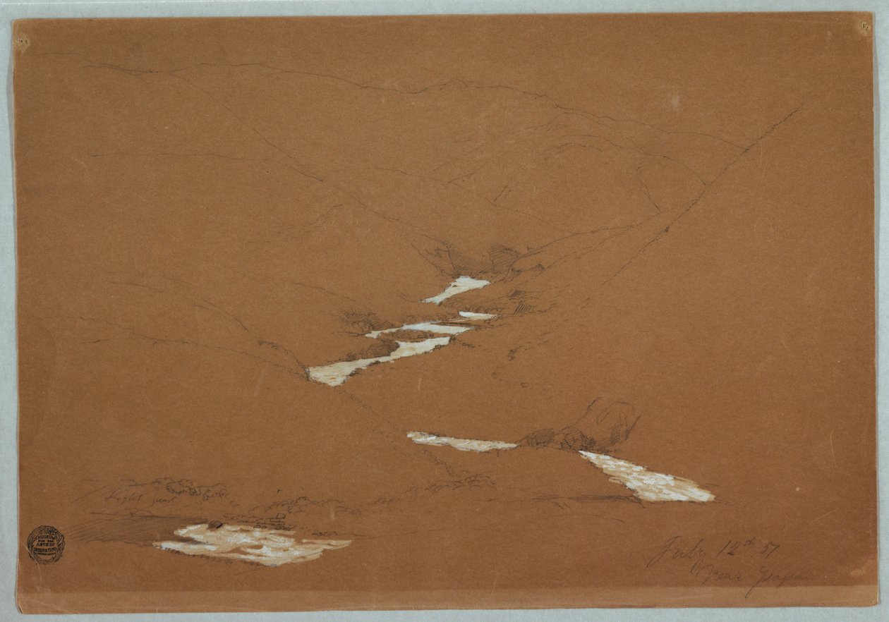 Narrow Mountain Valley with Cascading Stream Near Ysapan, Ecuador by Frederic Edwin Church