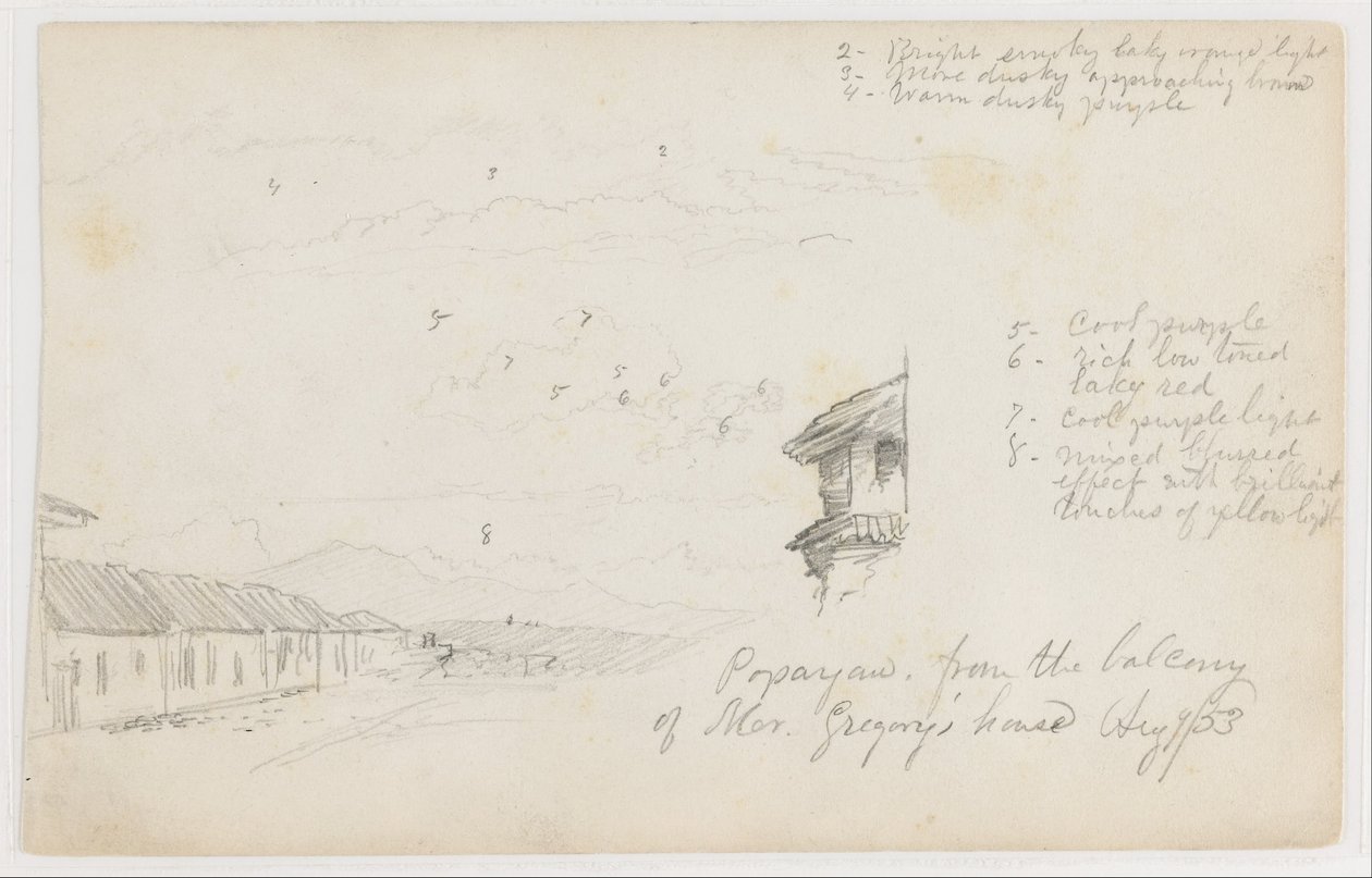 Popayan, Colombia; Verso: Mountain Landscape, Colombia by Frederic Edwin Church