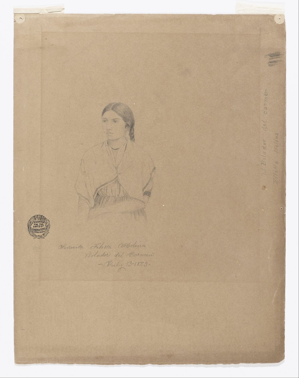 Portrait of Bolivian Girl: Senorita Filetta Molina Bolador del Carmen, Colombia by Frederic Edwin Church