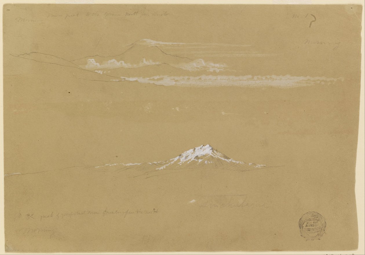 Sincholagua, Morning, from the Temple of the Sun, Quito by Frederic Edwin Church