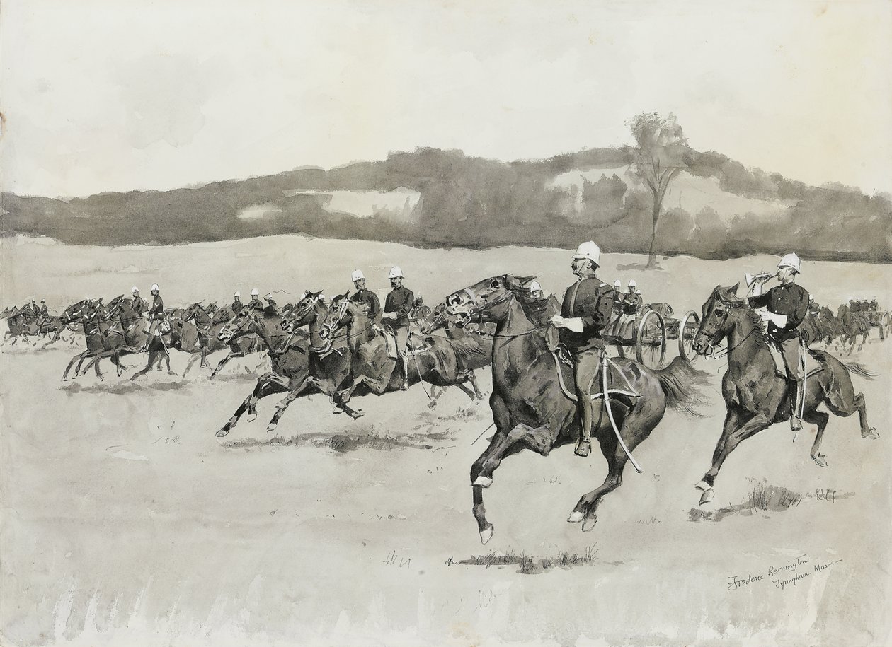Battery K at Drill in the Berkshire Hills, Massachusetts by Frederic Remington