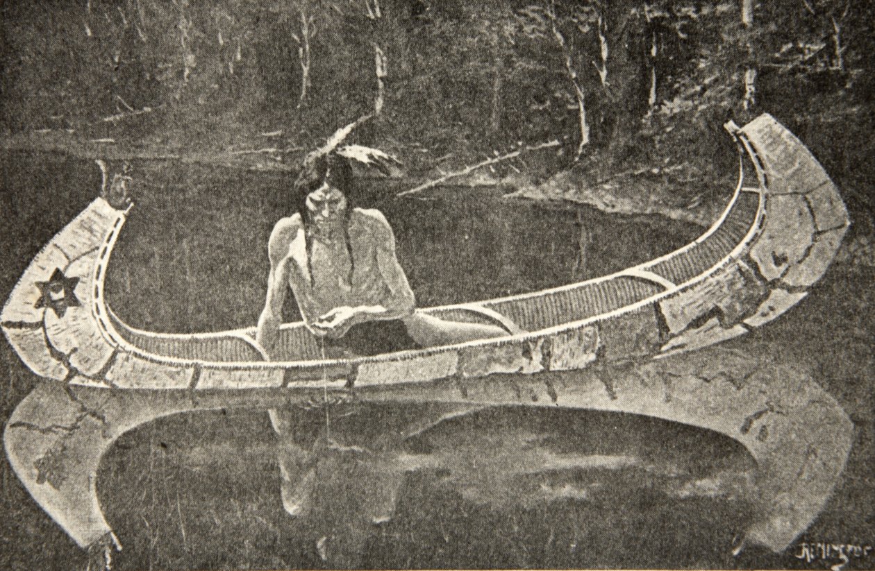 Long sat waiting for an answer, from The Song of Hiawatha by Henry Wadsworth Longfellow, pub. by George G. Harrap and Company Ltd., 1911 by Frederic Remington