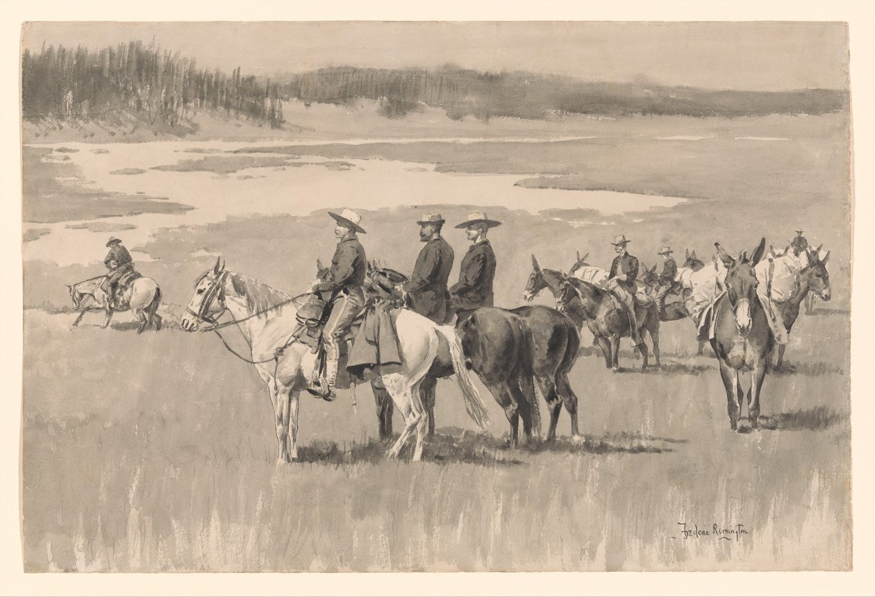 On the Headwaters - Burgess Finding a Ford by Frederic Remington