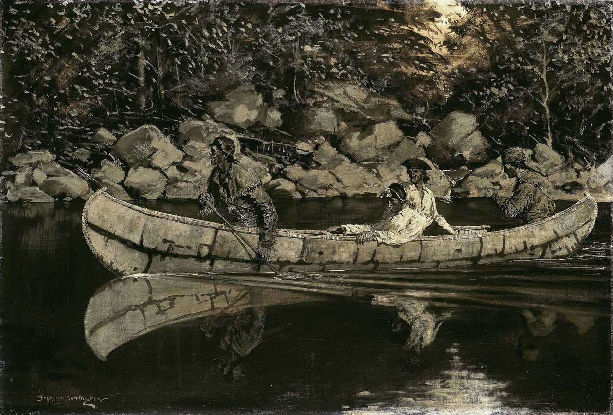 Paddling the Wounded British Officer by Frederic Remington