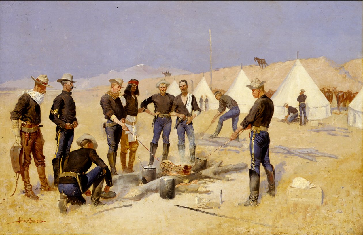 Roasting the Christmas Beef in a Cavalry Camp by Frederic Remington