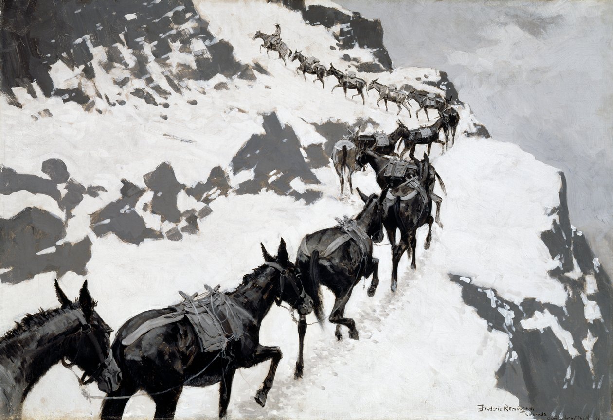 The Mule Pack (An Ore-Train Going into the Silver Mines, Colorado) 1901 by Frederic Remington