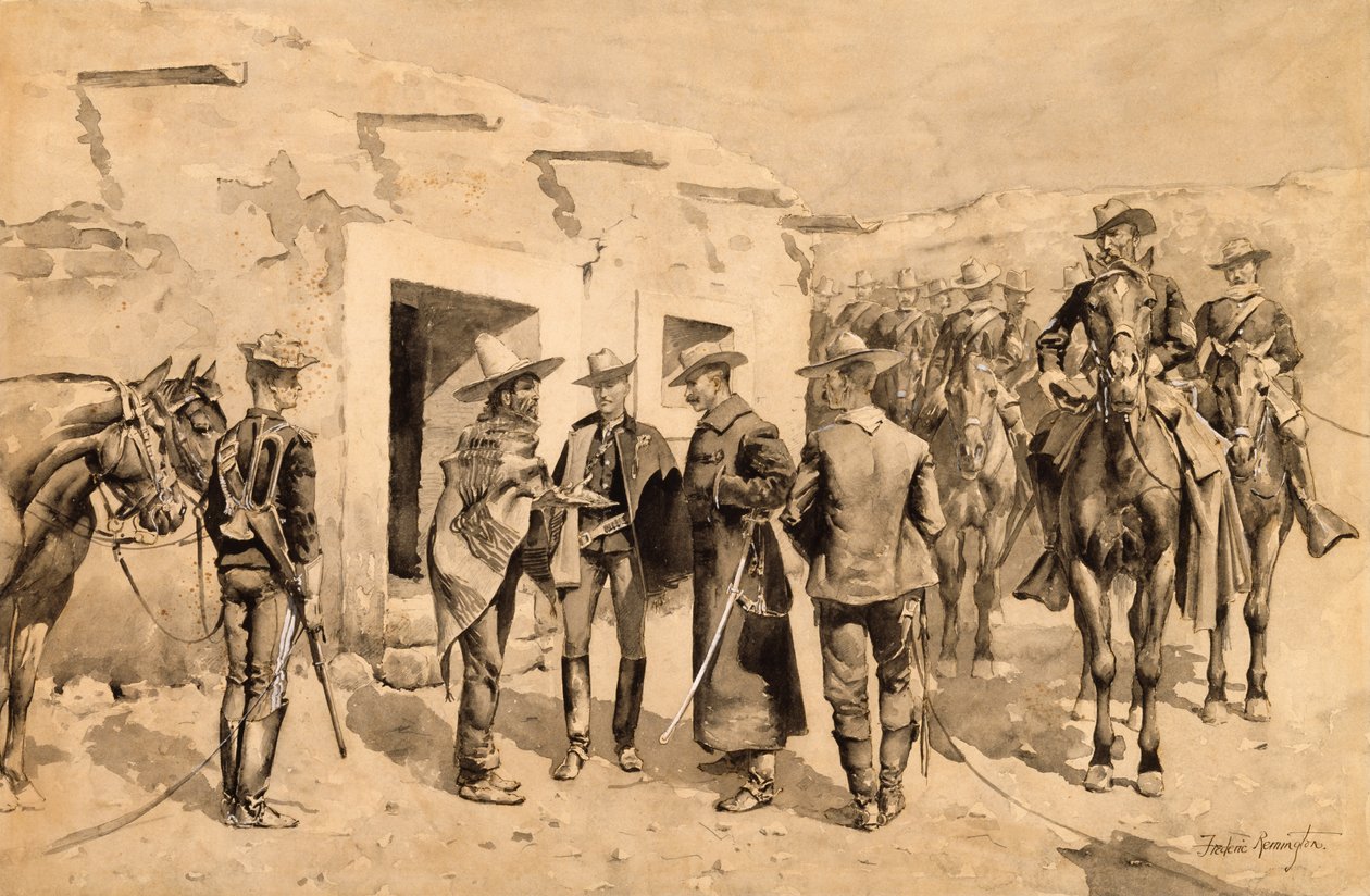 U.S. Cavalry Hunting Garza Men on the Rio Grande, c.1892 by Frederic Remington