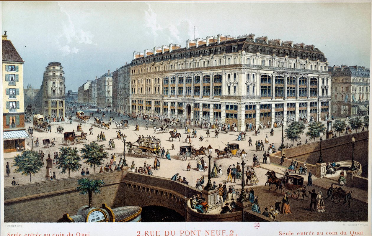 Exterior View of La Belle Jardiniere, Rue du Pont Neuf in Paris by Frederic Sorrieu