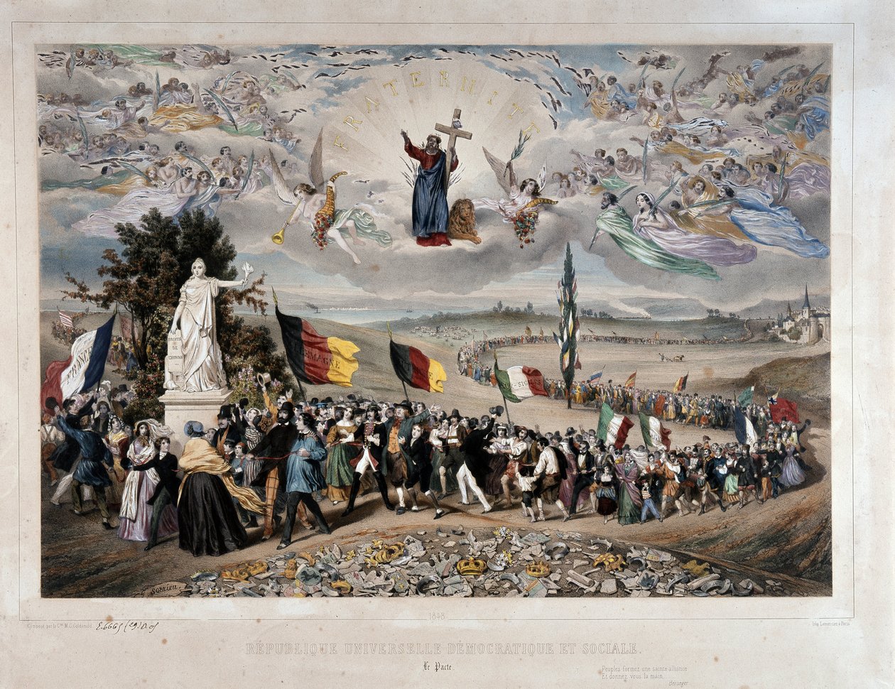 The Universal Democratic and Social Republic Procession of the European Peoples in Union and Fraternity. Lithograph by Frederic Sorrieu, 1848 by Frederic Sorrieu