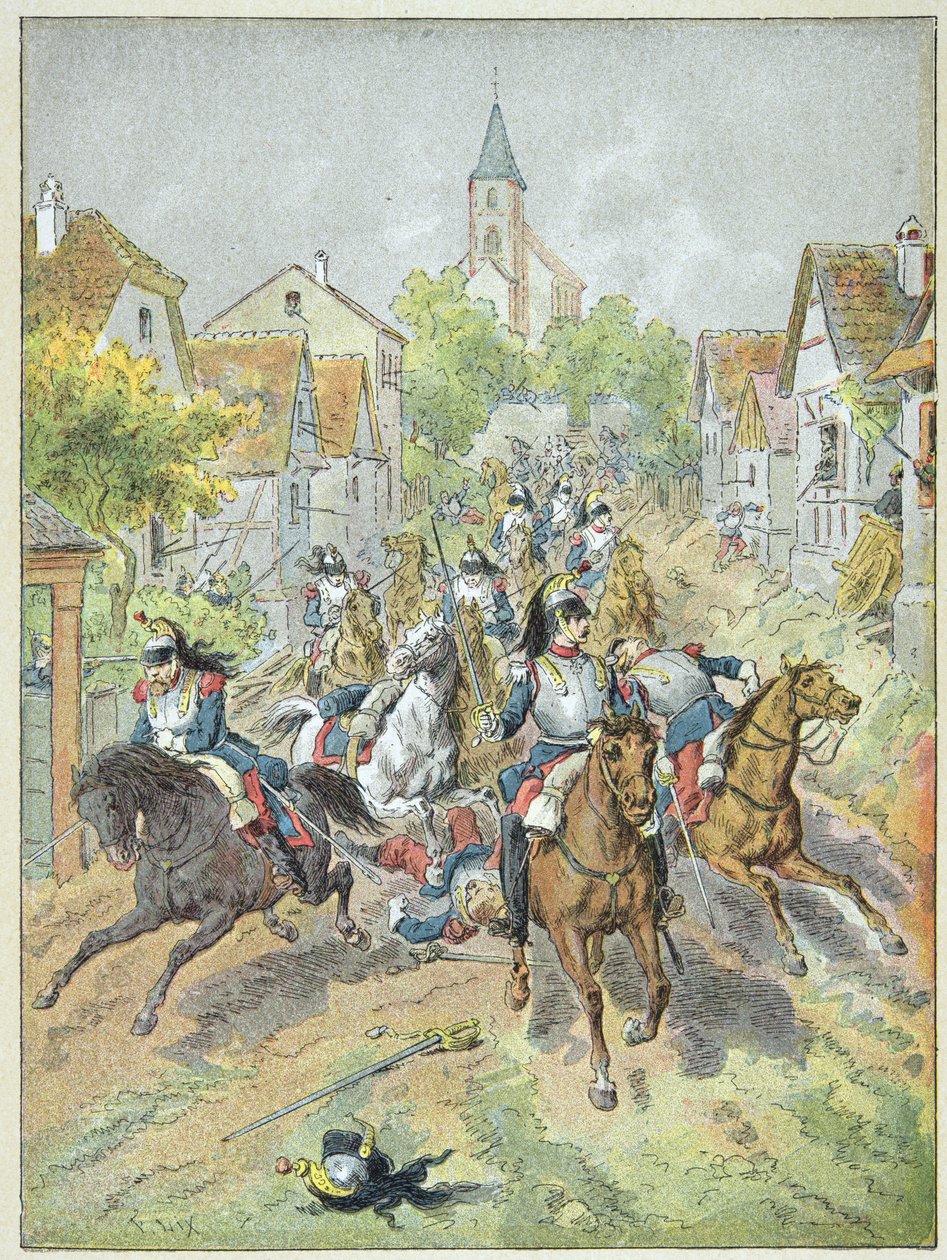 Charge of the French Cuirassiers during the Battle of Reichshoffen, August 6 by Frederic Theodore Lix