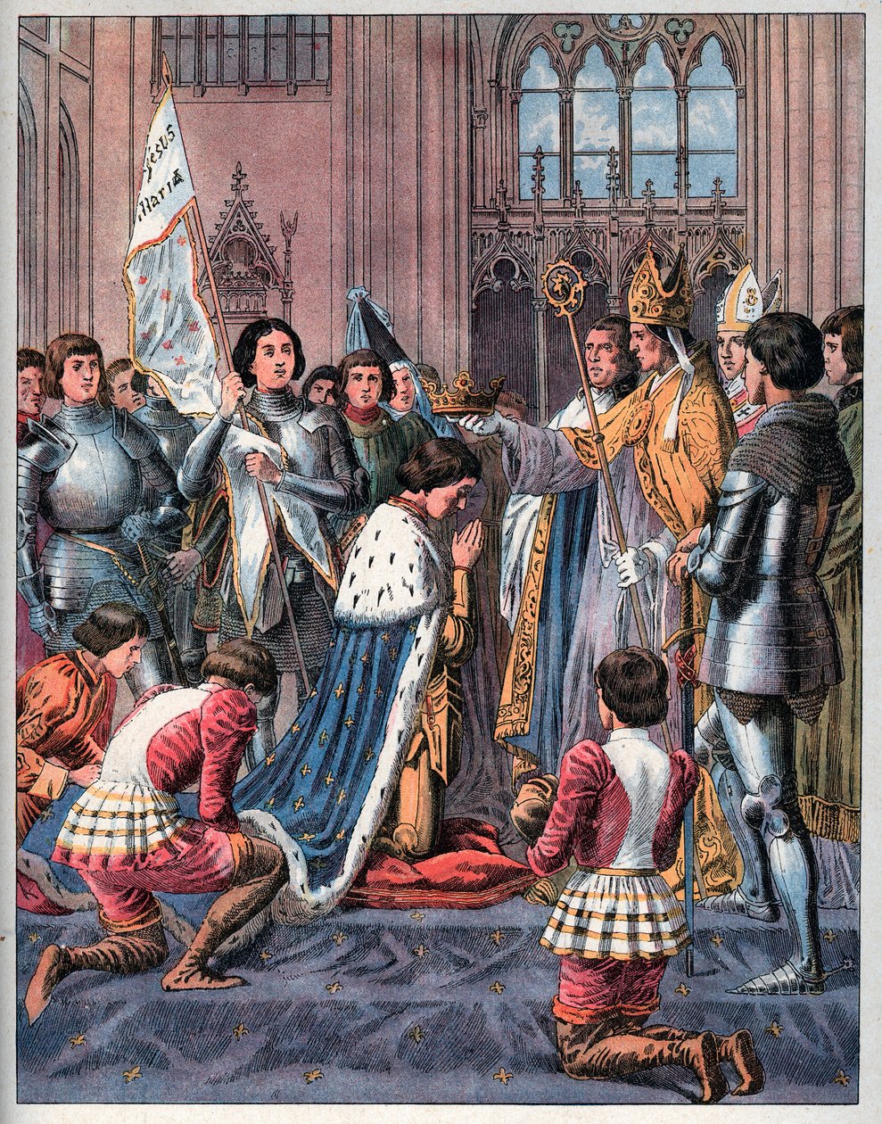 Joan of Arc at the Coronation Ceremony of Charles VII in Reims on July 17th 1429 by Frederic Theodore Lix