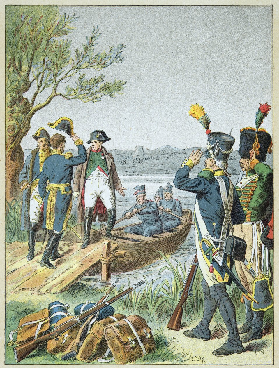 Napoleon Bonaparte and Massena on the Isle of Lobau after the Battle of Essling, May 22 by Frederic Theodore Lix