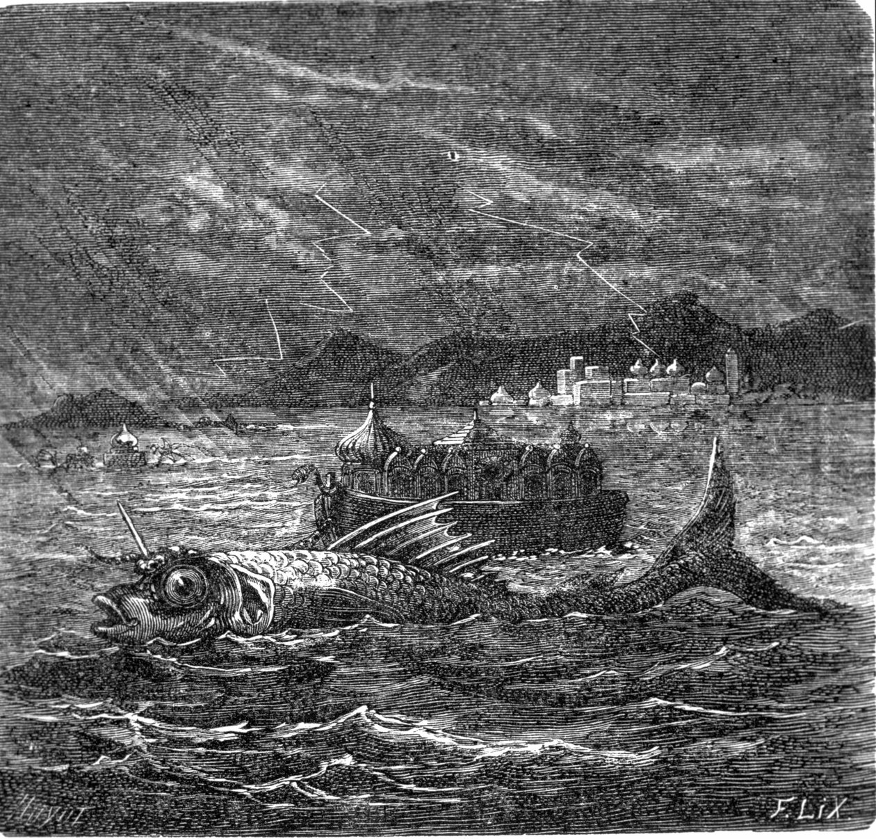 The giant fish of the universal flood according to the Hindus by Frederic Theodore Lix