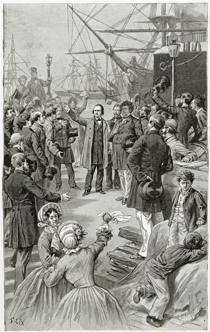 Victor Hugo hails a universal republic during a speech while in exile on 1st August 1852, 19th Century by Frederic Theodore Lix