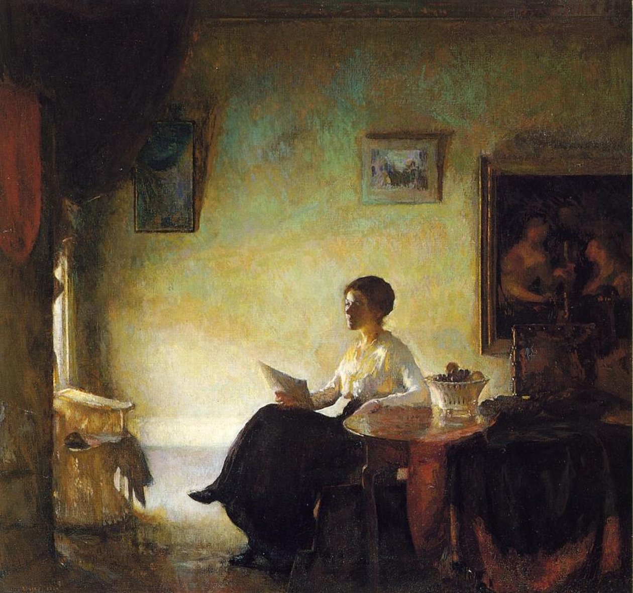 Woman reading at home, 1918 by Frederick Andrew Bosley
