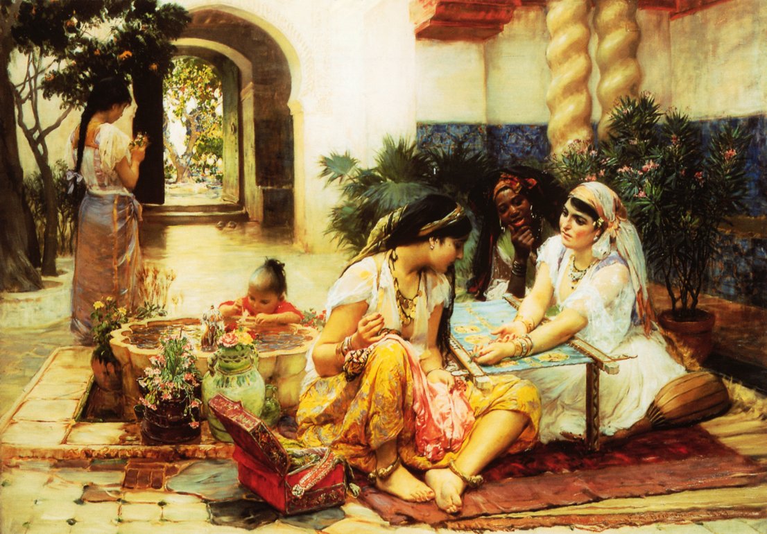 In a Village El Biar Algerian by Frederick Arthur Bridgman
