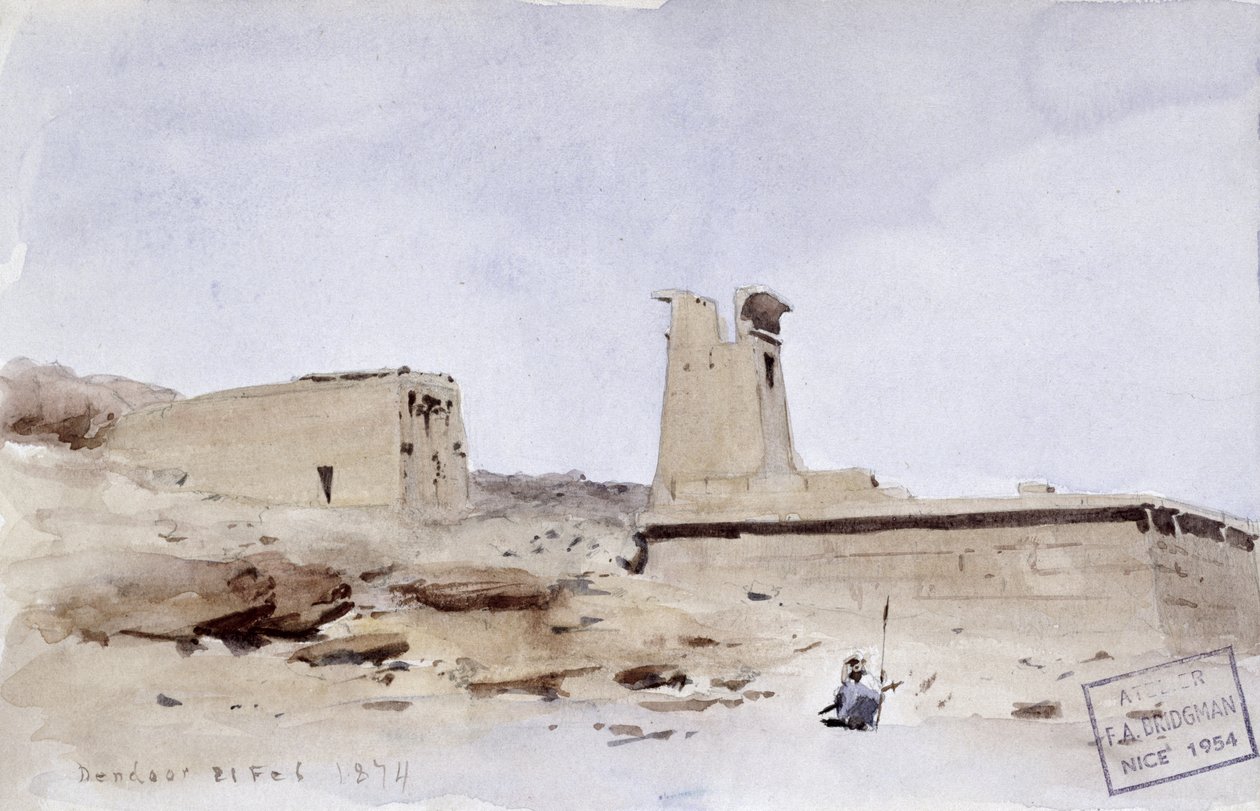 The Temple of Dendur, Showing the Pylon and Terrace, 1874 by Frederick Arthur Bridgman