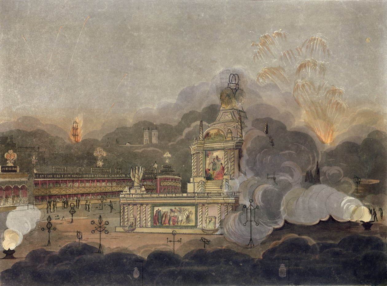 A View of the Temple of Concord in the Green Park, 1st August 1814 by Frederick Calvert